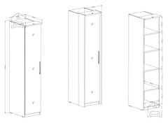 Trianova Garderobna omara Optima ozka z ogledalom - 2497KL57