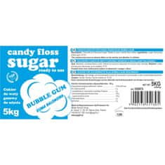 NEW Barvita aromatizirana sladkorna nitka modra z okusom žvečilnega gumija 5kg