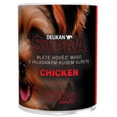 DELIKAN SUPRA DOG mleto goveje meso z veliko porcijo piščanca 800g pasje konzerve