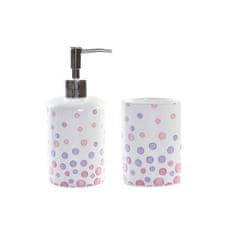 DKD Home Decor Kopalniški set DKD Home Decor White ABS Dolomite Polka dots 7 x 7 x 17,5 cm (2 enoti)