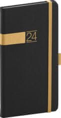 Dnevnik 2024: Krov - črna in zlata, žep, 9 × 15,5 cm