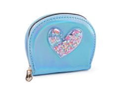 Dekliška denarnica s srcem in peščenimi urami 10,5x13 cm - svetlo modra