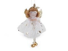 Okrasni angel za obešanje z zvončki - bela