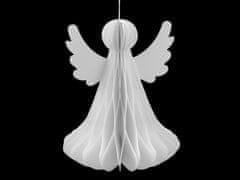 Zložljiv papirnati angel za obešanje 24 cm - bel