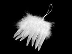 Dekoracija angelskih kril s kovinskim učinkom - bela srebrna (12 kosov)