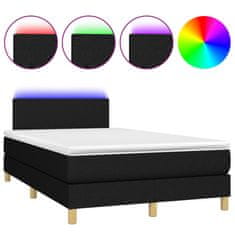 Greatstore Box spring postelja z vzmetnico LED črna 120x190 cm blago