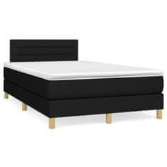 Greatstore Box spring postelja z vzmetnico LED črna 120x190 cm blago