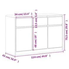 Vidaxl Komoda SAUDA hrast 114x43x75,5 cm trdna borovina