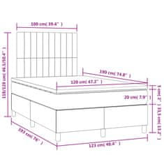Vidaxl Box spring postelja z vzmetnico LED krem 120x190 cm blago