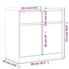 Vidaxl Komoda SAUDA hrast 80x43x75,5 cm trdna borovina