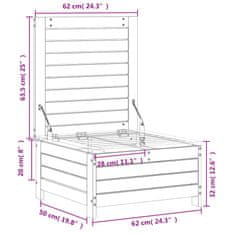 Vidaxl Vrtni stolček za noge 62x63,5x32 cm trdna borovina