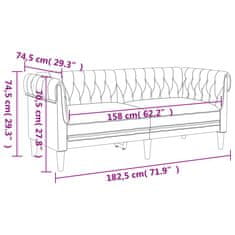 Vidaxl Kavč dvosed Chesterfield taupe tkanina