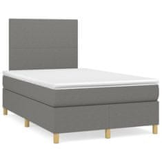 Vidaxl Box spring postelja z vzmetnico temno siva 120x190 cm blago