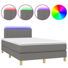 shumee Box spring postelja z vzmetnico LED temno siva 120x190 cm blago