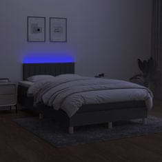 shumee Box spring postelja z vzmetnico LED temno siva 120x190 cm blago