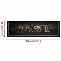 Vidaxl Kuhinjska preproga pralna napis coffee 45x150 cm žamet