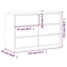 Vidaxl Predalnik SAUDA hrast 111x43x73,5 cm trdna borovina