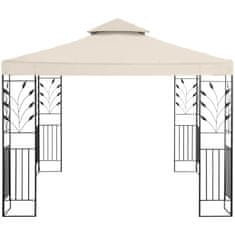 Uniprodo Vrtni paviljon gazebo z ornamentom zložljiv 3 x 3 x 2,6 m smetana