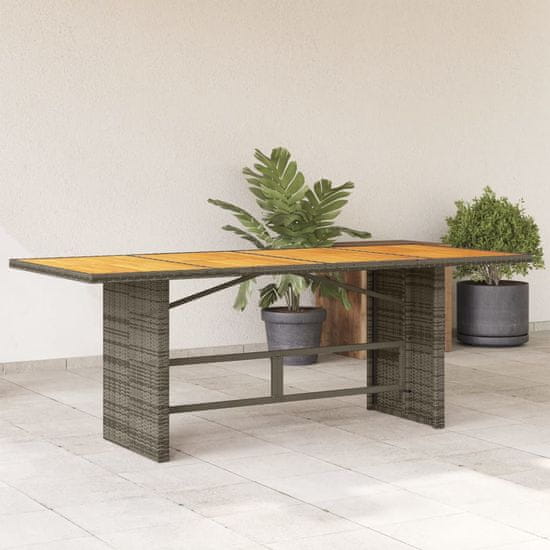 Greatstore Vrtna miza z leseno akacijevo ploščo siva 190x80x74 cm PE ratan