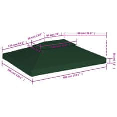 Vidaxl Nadomestna streha za paviljon 310 g/m² zelena 3x4 m