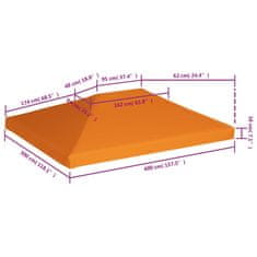 Vidaxl Streha za paviljon 310 g/m² 4x3 m oranžna