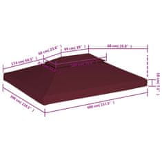 Vidaxl Streha za paviljon 2-delna 310 g/m² 4x3 m bordo