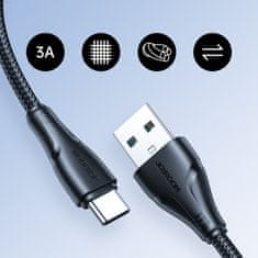 Joyroom USB - Kabel USB-C za hitro polnjenje in prenos podatkov Surpass Series 3A 2m črn