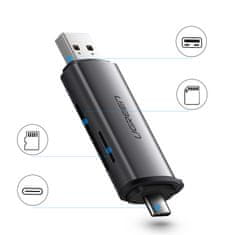 PRO Univerzalni bralnik kartic micro SD za USB 3.0 in USB-C 3.0 sive barve