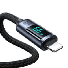 PRO Kabel s prikazovalnikom LED USB-C - USB-A 66W 1,2 m črn