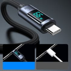 PRO Kabel s prikazovalnikom LED USB-C - USB-A 66W 1,2 m črn