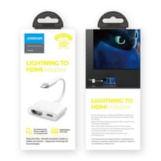 PRO Adapter iPhone Lightning na HDMI FullHD + Lightning bele barve