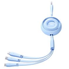 PRO 3v1 Colorful Series USB-A na USB-C / iPhone Lightning / microUSB izvlečni kabel 1 m, modri