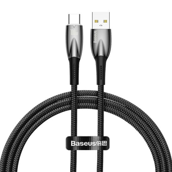 BASEUS Trajen prilagodljiv kabel USB-A - USB-C 100W za hitro polnjenje 1m črn