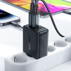 AceFast GaN 2x USB-C USB-A PPS PD QC4+ 65W hitri polnilec črn