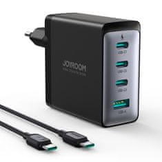 Joyroom Omrežni polnilnik GaN s kablom USB-C 3x USB-C USB-A 100W črn