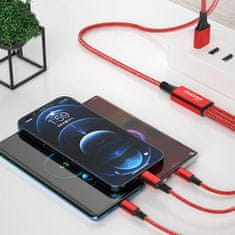 PRO 3v1 Univerzalni polnilni kabel USB-C microUSB Lightning 1,2 m črn