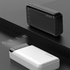 DUDAO Prostorna 20000 mAh powerbank s 3 vgrajenimi kabli USB-C microUSB Lightning črna