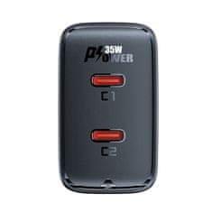 AceFast GaN 35W PD 2x hitri polnilec USB-C črne barve