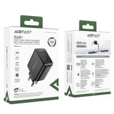 AceFast GaN 35W PD 2x hitri polnilec USB-C črne barve
