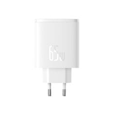 BASEUS GaN Cube Pro 65W 2x USB-C USB-A omrežni polnilec bele barve