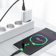 AceFast Telefonski kabel USB - USB-C 3A 1,2 m črn