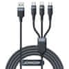 Kabel 3v1 USB-A - iPhone Lightning USB-C microUSB Večnamenski 1,2 m črn