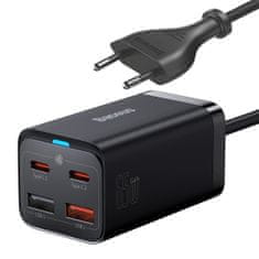 BASEUS GaN3 Pro 2x USB-C / 2x USB 65W PD QC hitri polnilec + USB-C kabel 1m črn