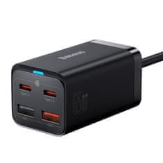 BASEUS GaN3 Pro 2x USB-C / 2x USB 65W PD QC hitri polnilec + USB-C kabel 1m črn