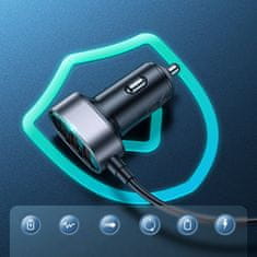 Joyroom Hitri avtomobilski polnilec za 5x USB-A s 45W podaljševalnim kablom, črn