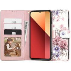 Tech-protect Wallet knjižni ovitek za Xiaomi Redmi Note 13 Pro 4G, blossom flower