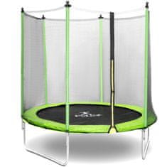 PRO Vrtni trampolin z mrežo in varovalno vzmetjo premera 244 cm do 80 kg črno-zelena