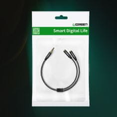 Ugreen Avdio razdelilni kabel minijack 3,5 mm - 2x minijack 3,5 mm 21 cm črn