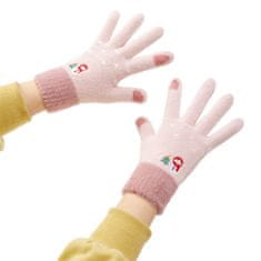 HURTEL Tople zimske rokavice na dotik za telefon ženske roza