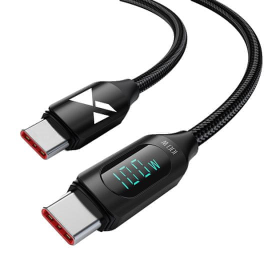 WOZINSKY Kabel USB-C s prikazovalnikom LED PD 100W 2m črn